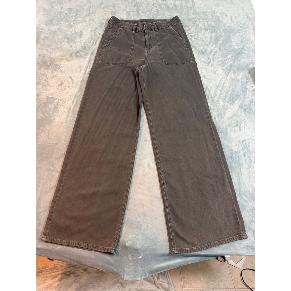 American Eagle Stretch Wide Leg Pants Charcoal Gray Size 8 Regular Utility